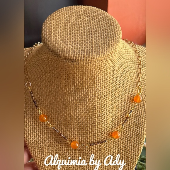 Alquimia Orange Necklace with gold Accents - Picture 1 of 2